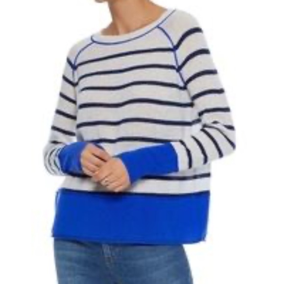 Iris & Ink 100% Cashmere striped oversized pullover sweater - Picture 2 of 15